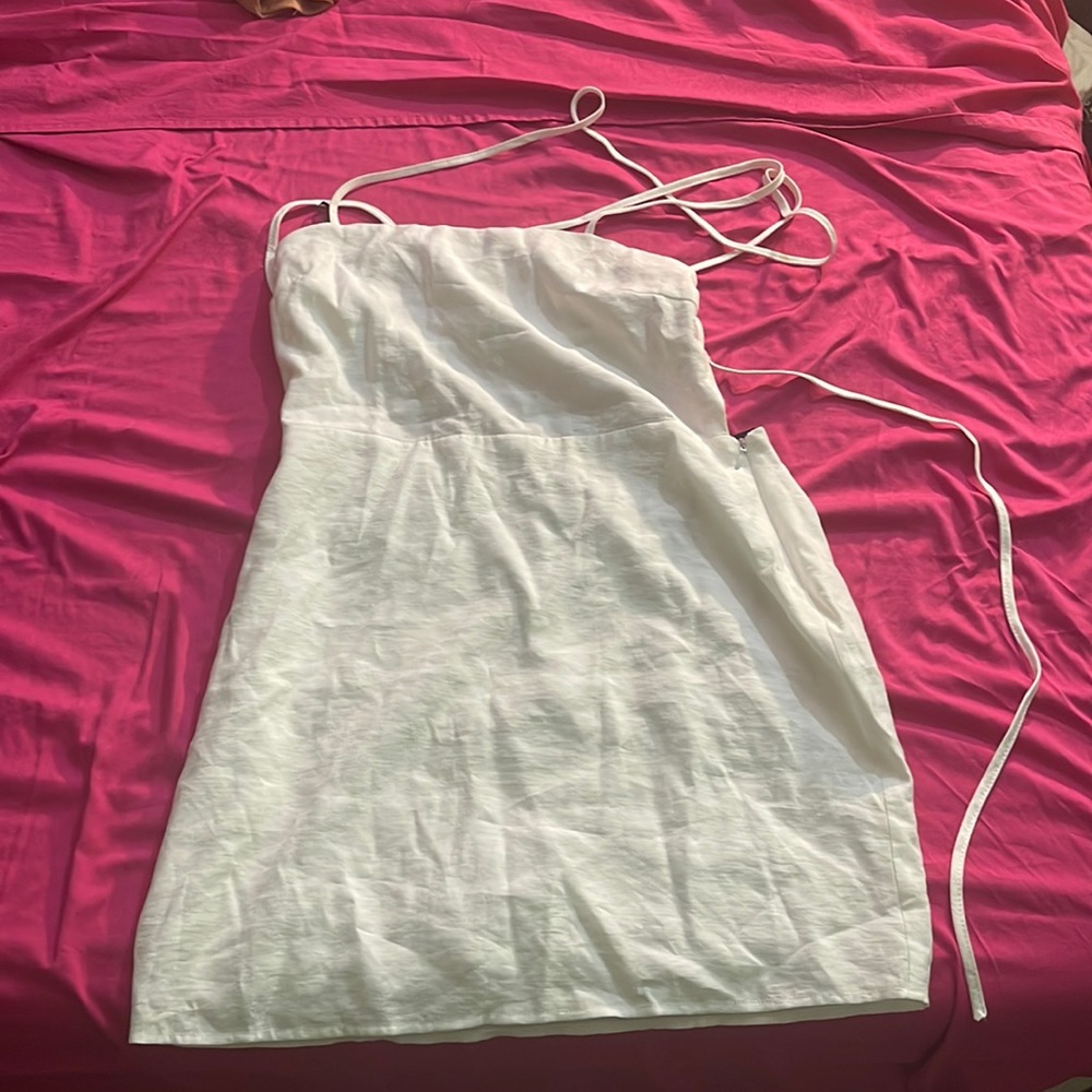 White Cross Spaghetti Strap Dress